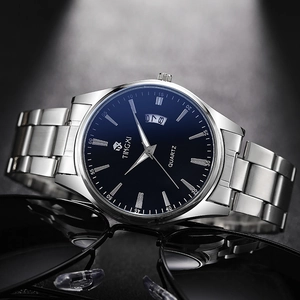 Men Quartz Watch Stainless Steel Band Calendar Luminous Sapphire Glass Business Sport Waterproof Wristwatch