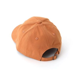 Kids breathable cotton baseball cap in caramel orange with adjustable back metal buckle