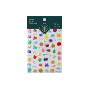 3D colorful jelly nail art stickers with cute bear and cloud shapes on model M-192 card
