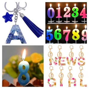 DIY silicone molds for resin alphabet keychains and colorful gradient number candles