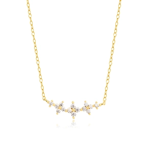 Flower Cluster Necklace 925 Sterling Silver Sparkling Zircon Dainty Clavicle Chain Jewelry For Women