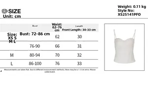Detailed size chart for the women summer camisole including bust and length measurements
