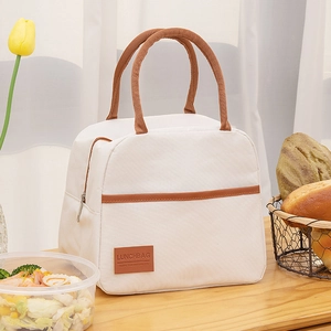 Borsa termica per pranzo crema e marrone, grande capacità per scuola e ufficio