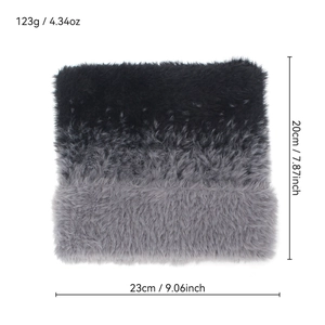 Faux fur neck warmer with black to grey gradient, dimensions 23x20cm for winter wear