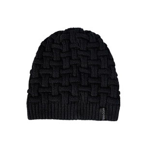 Bonnet en maille noire Freedom pour hommes et femmes avec un design texturé d'hiver