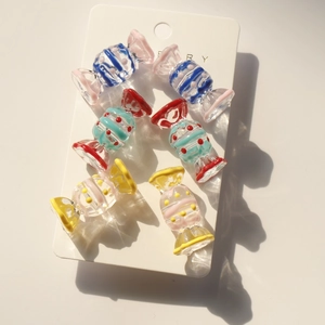Cute acrylic glitter candy stud earrings set with colorful pumpkin and ghost holiday elements