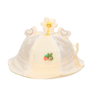 Chapeau Bob Bébé Maille Respirante Protection Solaire Été Chapeau De Pêcheur Décor Tournesol Coeur Pour Nourrissons