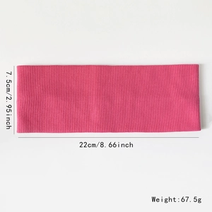 Pink elastic knitted headband for women with rib texture and product dimensions