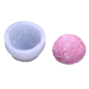 Silicone ice cream scoop mold with textured pink product sample for DIY cake and soap crafts