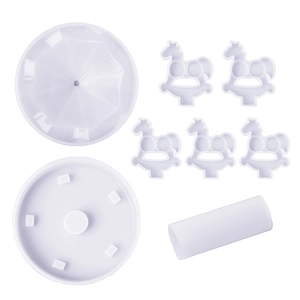 8-piece DIY silicone carousel mold set for crystal resin including base and horses