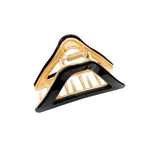 Minimalist triangle hair claw clip in black and gold metallic finish for women