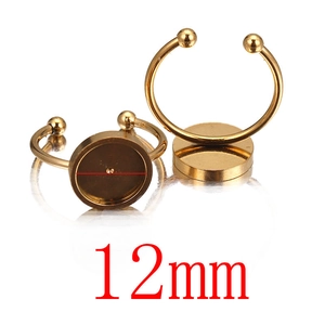 Macro shot of 12mm gold stainless steel ring blank base for DIY jewelry making