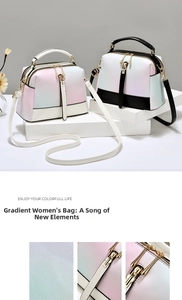 Detail of lychee textured gradient crossbody bag showing metal zippers and strap