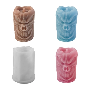 Moule en silicone pour bougies crâne d'Halloween et décorations en plâtre avec textures fines