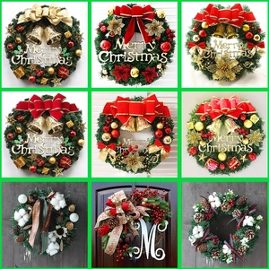 Artificial Christmas wreath collection with Norfolk pine needles and festive ornaments