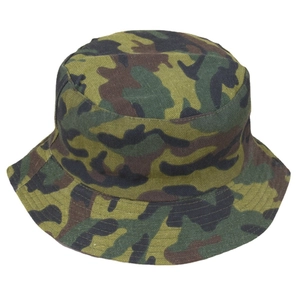 Classic jungle camouflage bucket hat with wide brim for outdoor tactical sun protection