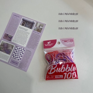Detail of 100pcs elastic hair bands in candy colors with durable PU material and 25mm diameter