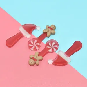 Christmas themed resin charms set with gingerbread man and mint candy for DIY crafts