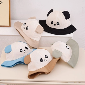 Five colors of quick-dry baby sun hats with cute panda faces and 3D ears detail