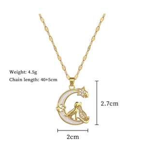 Detail shot of crescent moon and cat pendant with dimensions 2.7x2cm and weight 4.5g