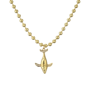 Dolphin Whale Narwhal Pendant Necklace Gold Plated Copper Rhinestone Zircon Jewelry For Women Cute Animal Fashion Accessory