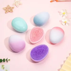 Egg Shaped Detangling Hair Comb Portable Massage Brush Matte Gradient Starry Glitter Plastic Styling Tool For Women Girls