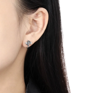 Vintage S925 sterling silver cross crown earrings in gothic style for women