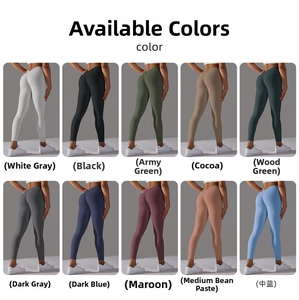 Detailed grid showing ten color options of high-waist scrunch butt yoga leggings