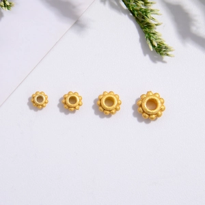 Golden flower-shaped S925 silver spacers in four sizes for DIY jewelry making