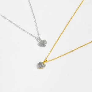 Elegant S925 sterling silver heart necklaces with zircons in gold and silver finishes