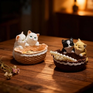 Siliconen mal voor kaarsenhouders met katten in gevlochten mand voor DIY decoraties