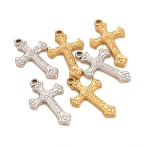 Multi-layer crucifix pendant in gold and silver steel for DIY hip-hop necklaces
