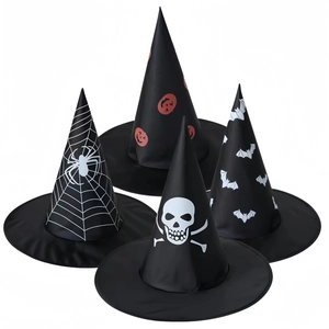 Halloween Witch Hat Wizard Hat Polyester Oxford Cloth Pointed Top Costume Party Accessory Classic Patterns Masquerade