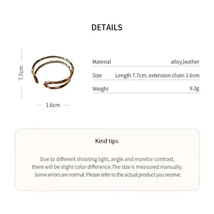 Detailed size specifications for the vintage leopard print leather and alloy bangle