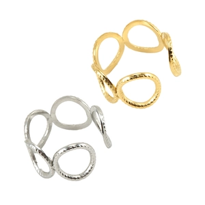 Anillos entrelazados de acero inoxidable oro 18K y plata con diseño de cadena textura