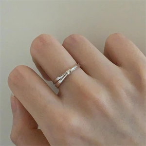 Minimalist S925 sterling silver bow knot open ring for women on finger