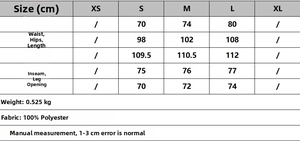 Size chart for women's casual trousers with measurements for S, M, and L in centimeters