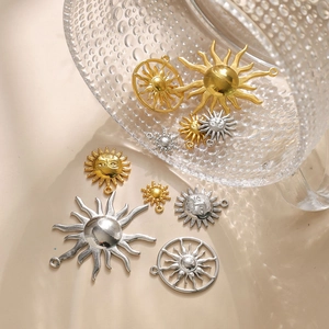 Sun Pendants 304 Stainless Steel Hollow Textured Smiley Face DIY Jewelry Making Charms Accessory For Necklaces Earrings