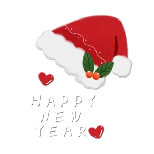 Sticker de fenêtre chapeau de Noël avec texte Happy New Year et décorations festives