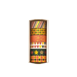 Christmas washi tape set 6 rolls with gold foil snowflakes and trees for holiday journaling
