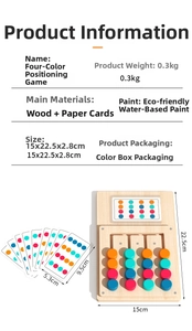 Detailed technical diagram showing product dimensions of the wooden color sorting logic game