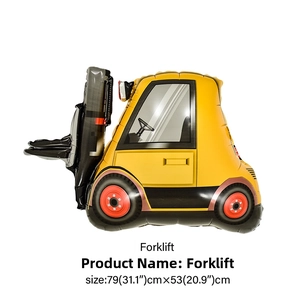 Detailed forklift construction theme balloon measuring 79x53cm for party decoration