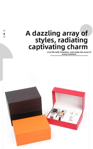 Detail view of premium faux leather jewelry box showing watch slots and velvet lining