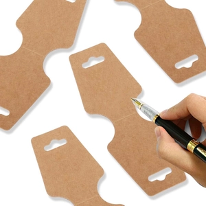 Blank kraft paper jewelry display cards for necklaces and earrings with hanging holes