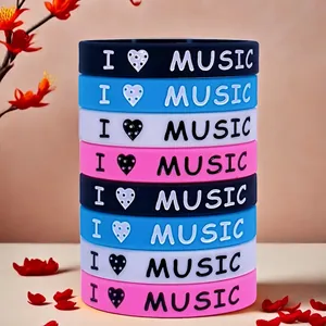 Music Silicone Wristband Bracelet I Love Music Letter Printed Sporty Hip Hop Accessory For Men Women