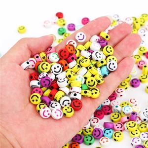 Mix of colorful acrylic smiley face round beads for DIY jewelry and necklace making