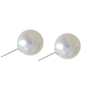 French vintage 925 silver needle pearl stud earrings with elegant white round pearls