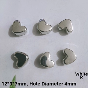Detailed view of silver heart-shaped CCB beads with 4mm hole for DIY jewelry making
