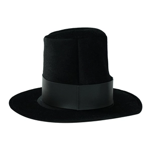 Classic black top hat with satin ribbon for formal events and stage performances