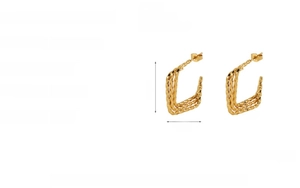 Spécifications détaillées des boucles d'oreilles torsadées en acier doré 18K, 28 mm